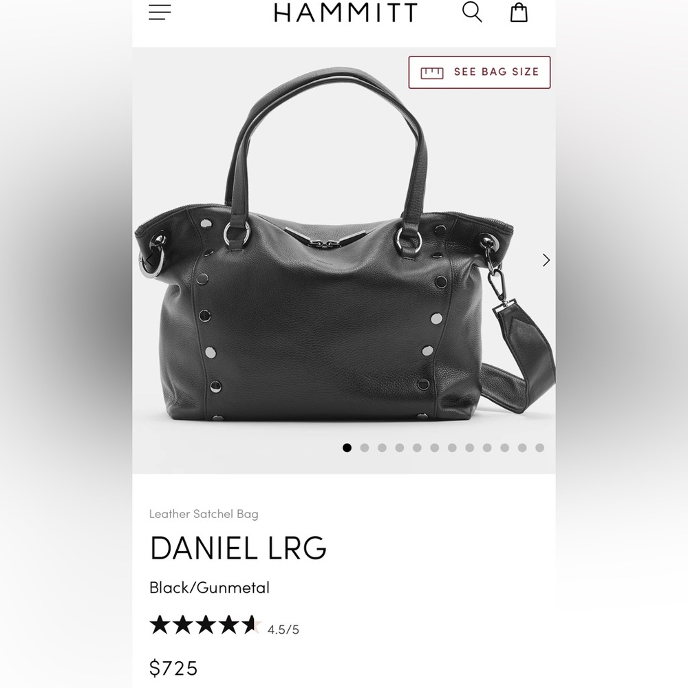 Hammitt Daniel Large Black/Gunmetal Leather Satchel